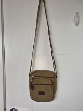 Canvas Crossbody Bag In Olive Green